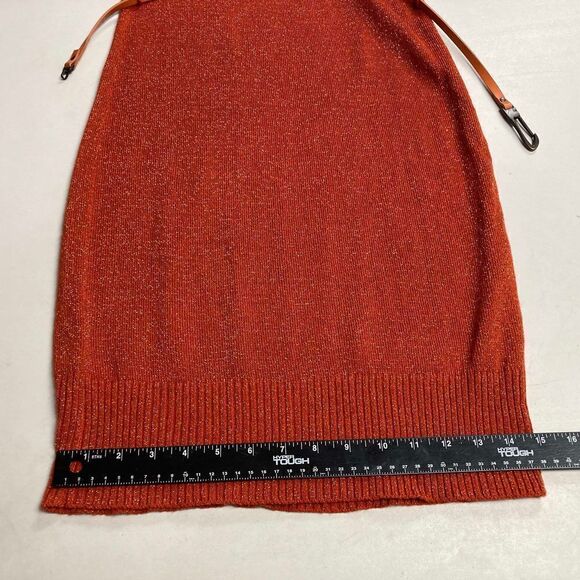 NEW YORK & COMPANY Orange Metallic Belted Sweater Dress Size XS - Picture 7 of 11